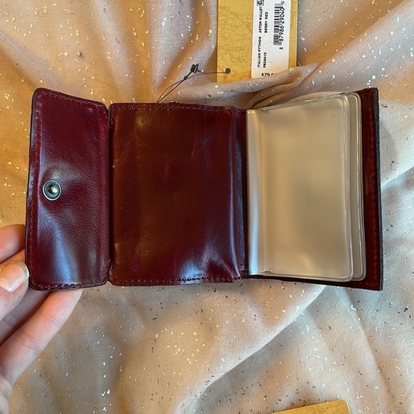 Brand New Patricia Nash Italian Python Genuine Leather Berry Red Astor Wallet - Picture 12 of 16